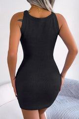 Decorative Button Sleeveless Cable-Knit Dress - Trendsi - Flyclothing LLC