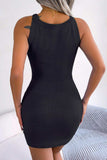Decorative Button Sleeveless Cable-Knit Dress - Trendsi - Flyclothing LLC