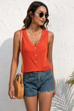 Buttoned Deep V Tank - Trendsi - Flyclothing LLC