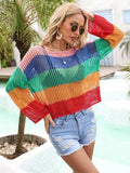 Color Block Openwork Boat Neck Cover Up - Trendsi - Flyclothing LLC