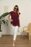 Swiss Dot Round Neck Tiered Blouse - Trendsi - Flyclothing LLC