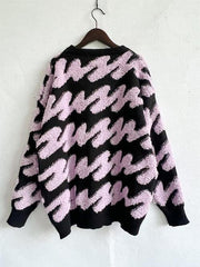 Ribbed Striped Dropped Shoulder Sweater - Trendsi