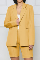 Long Sleeve Blazer and Shorts Set - Trendsi - Flyclothing LLC