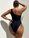 One-Shoulder Sleeveless One-Piece Swimsuit - Trendsi