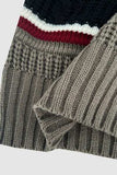 Cable-Knit Striped Quarter Zip Turtleneck Sweater - Trendsi - Flyclothing LLC