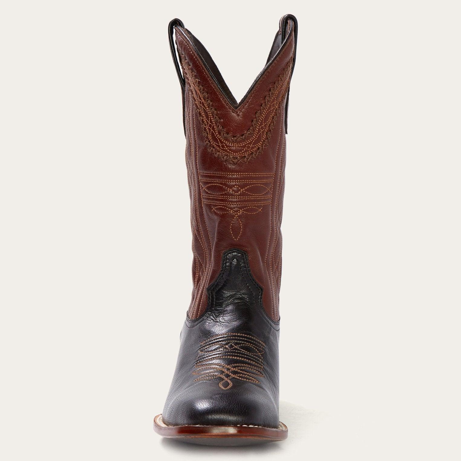 Stetson Altan Black Goat Hand Stitched Cowboy Boot - Flyclothing LLC