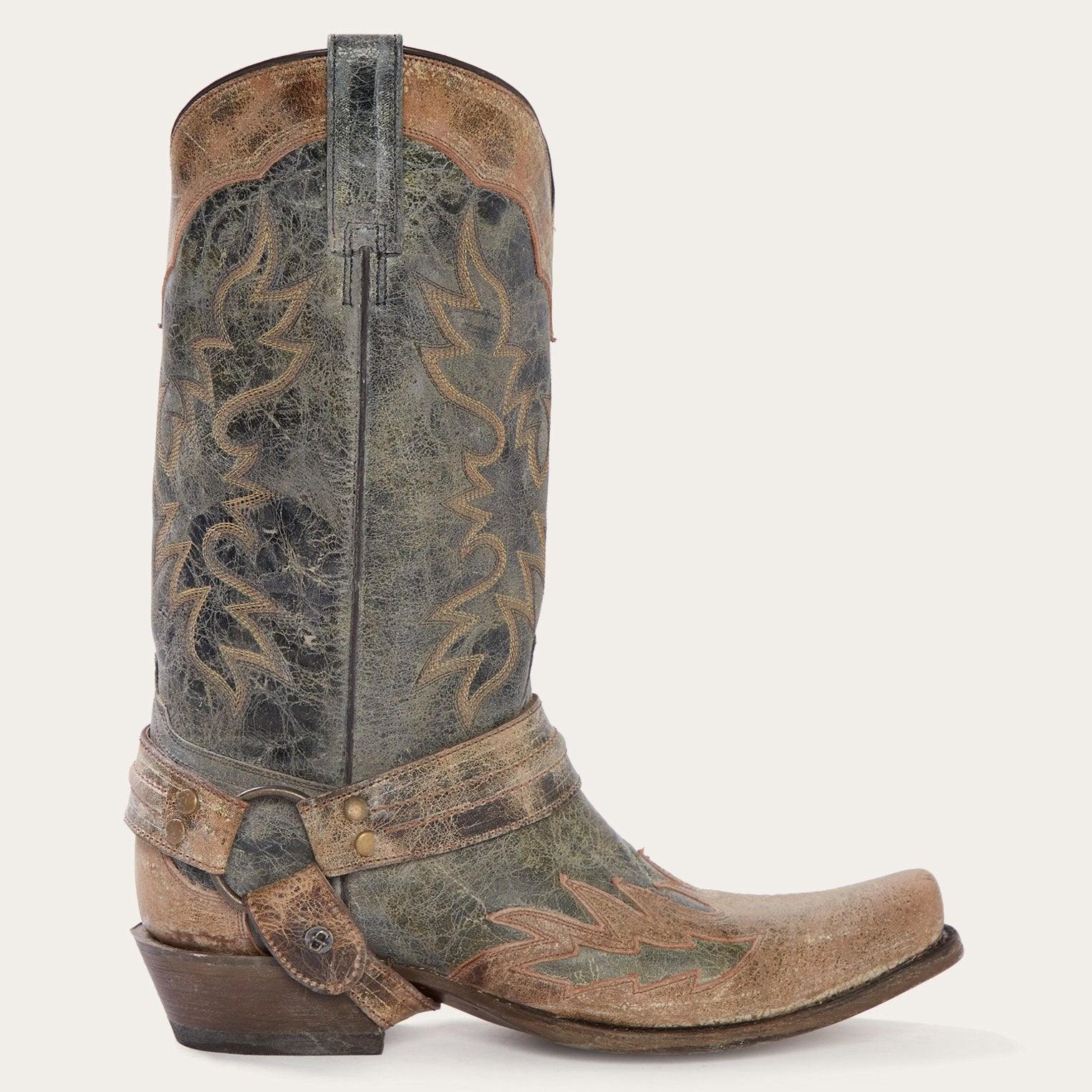 Stetson Sundance Kid Washed Crater Black Cowboy Boot