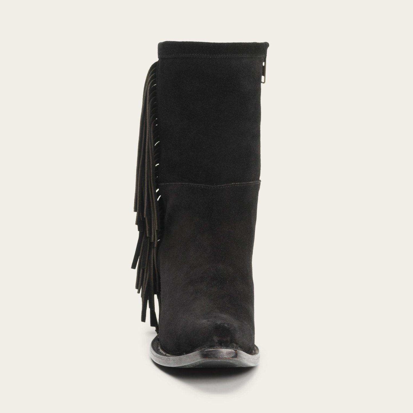 Stetson Halle Suede Fringe Side Zip Black Boot - Stetson - Flyclothing LLC