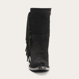 Stetson Halle Suede Fringe Side Zip Black Boot - Stetson