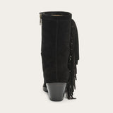 Stetson Halle Suede Fringe Side Zip Black Boot - Stetson