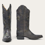 Stetson Star Distressed Black Cowboy Boot - Stetson