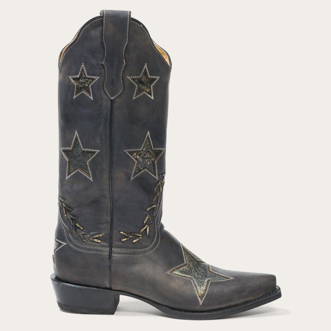 Stetson Star Distressed Black Cowboy Boot - Flyclothing LLC