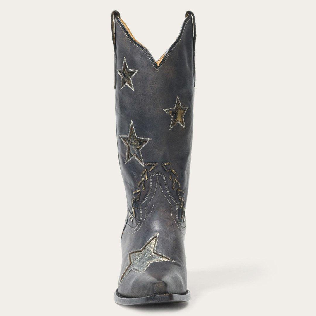 Stetson Star Distressed Black Cowboy Boot - Flyclothing LLC