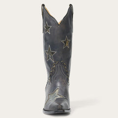 Stetson Star Distressed Black Cowboy Boot