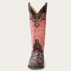 Stetson April Chocolate & Burnished Pink Cowboy Boot - Flyclothing LLC