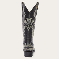 Stetson Tina Black & White Flame Embroidered Cowboy Boot - Flyclothing LLC