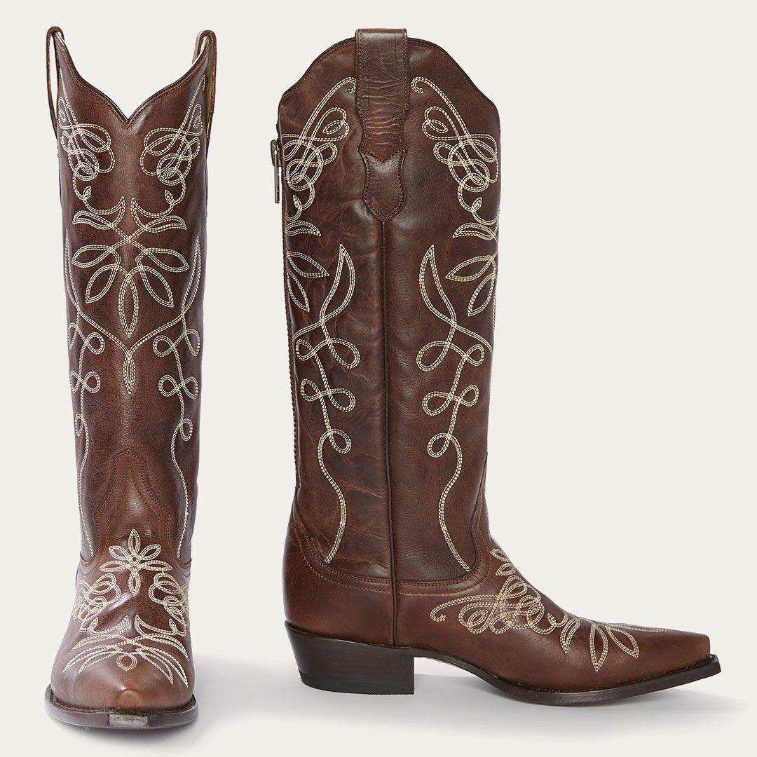 Stetson Adeline Burnished Brown Back Zip Cowboy Boot - Stetson - Flyclothing LLC