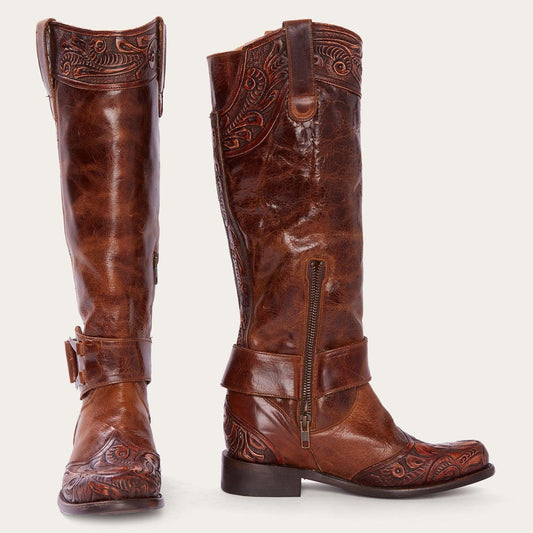 Stetson Burnished Cognac Paisley Side Zip Cowboy Boot - Flyclothing LLC