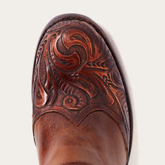 Stetson Burnished Cognac Paisley Side Zip Cowboy Boot - Flyclothing LLC