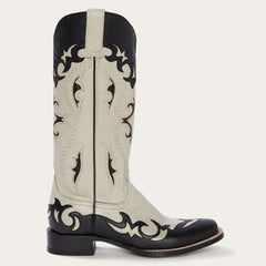 Stetson Black & Durango Cream Inlay Cowboy Boot - Flyclothing LLC