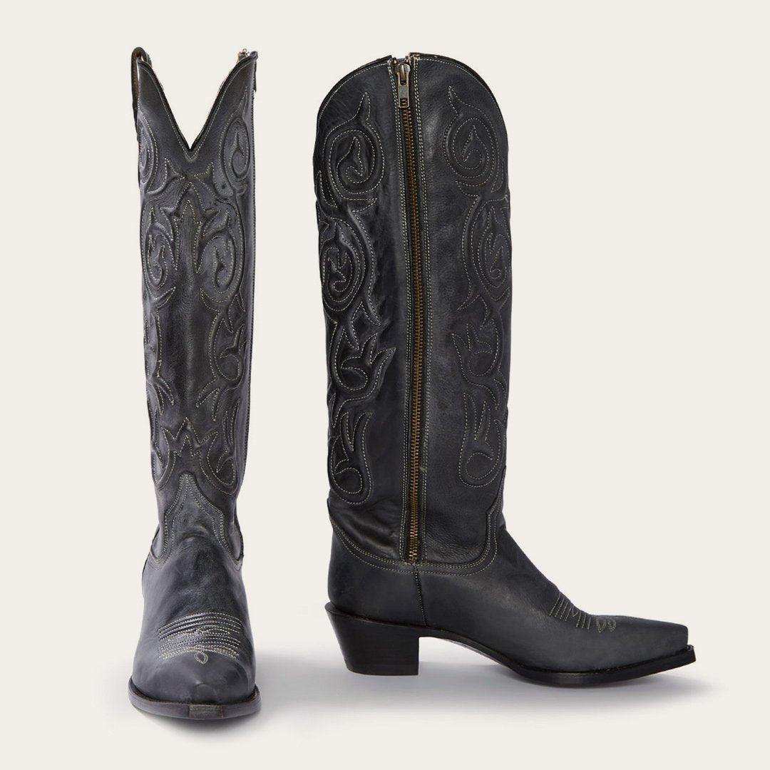 Stetson Black Corded Design Side Zip Cowboy Boot - Stetson - Flyclothing LLC