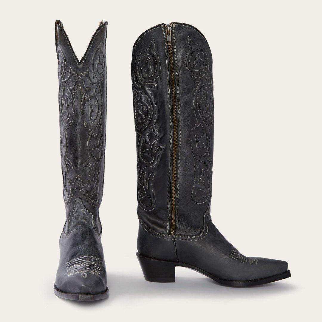 Stetson Black Corded Design Side Zip Cowboy Boot - Stetson - Flyclothing LLC