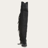 Stetson Black Fringe Over-The-Knee Leather Boot - Stetson