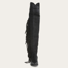 Stetson Black Fringe Over-The-Knee Leather Boot