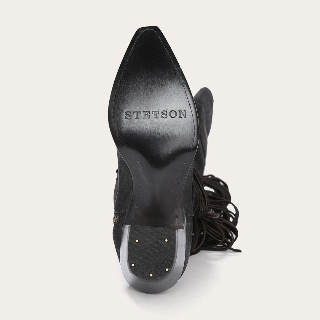 Stetson Black Fringe Over-The-Knee Leather Boot
