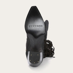 Stetson Black Fringe Over-The-Knee Leather Boot