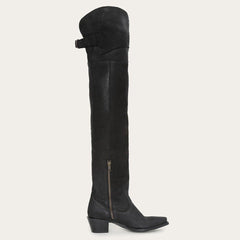 Stetson Black Fringe Over-The-Knee Leather Boot
