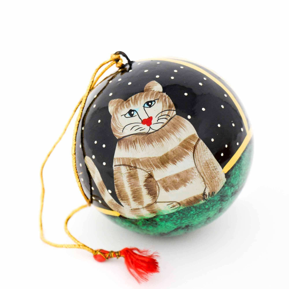 Handpainted Cat Ornaments, Set of 2 - Asha Handicrafts - Flyclothing LLC