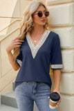 V-Neck Half Sleeve T-Shirt - Trendsi - Flyclothing LLC