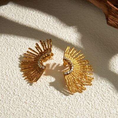 Stainless Steel Inlaid Zircon Stud Earrings - Trendsi - Flyclothing LLC