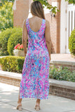 Printed Round Neck Slit Sleeveless Dress - Trendsi - Flyclothing LLC