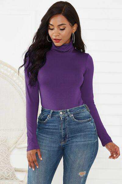 Turtleneck Long Sleeve Bodysuit - Trendsi - Flyclothing LLC