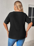 Plus Size Chain Detail V-Neck Raglan Sleeve Blouse - Trendsi - Flyclothing LLC