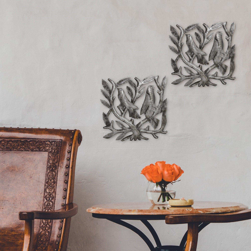 Pair of Square Tree of Life Haitian Steel Drum Wall Art - Haitian Artisans - Flyclothing LLC
