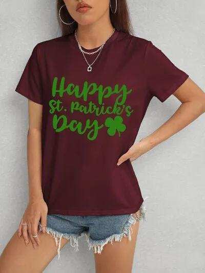 HAPPY ST. PATRICK'S DAY Short Sleeve T-Shirt - Trendsi - Flyclothing LLC