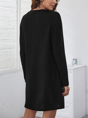 Decorative Button Round Neck Dress - Trendsi