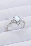Platinum-Plated Opal and Zircon Ring - Trendsi