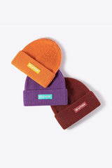 NEWYORK Patch Rib-Knit Cuffed Beanie - Trendsi - Flyclothing LLC