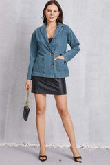 Pocketed Button Up Denim Jacket - Trendsi - Flyclothing LLC