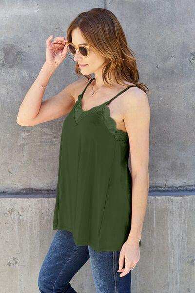 Basic Bae Full Size Lace Trim V-Neck Cami - Trendsi - Flyclothing LLC
