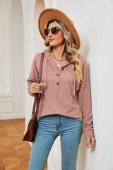 Half-Button Dropped Shoulder Hoodie - Trendsi - Flyclothing LLC