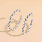 Artificial Turquoise C-Hoop Earrings - Trendsi - Flyclothing LLC