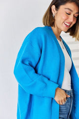 Open Front Dropped Shoulder Cardigan - Trendsi