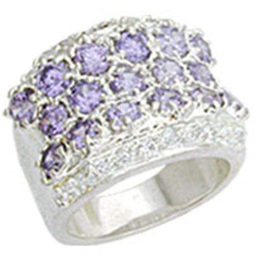 Alamode High-Polished 925 Sterling Silver Ring with AAA Grade CZ in Light Amethyst - Alamode - Flyclothing LLC