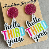 HELLO SECOND GRADE Acrylic Dangle Earrings - Trendsi