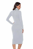 Ribbed Turtleneck Long Sleeve Dress - Trendsi - Flyclothing LLC